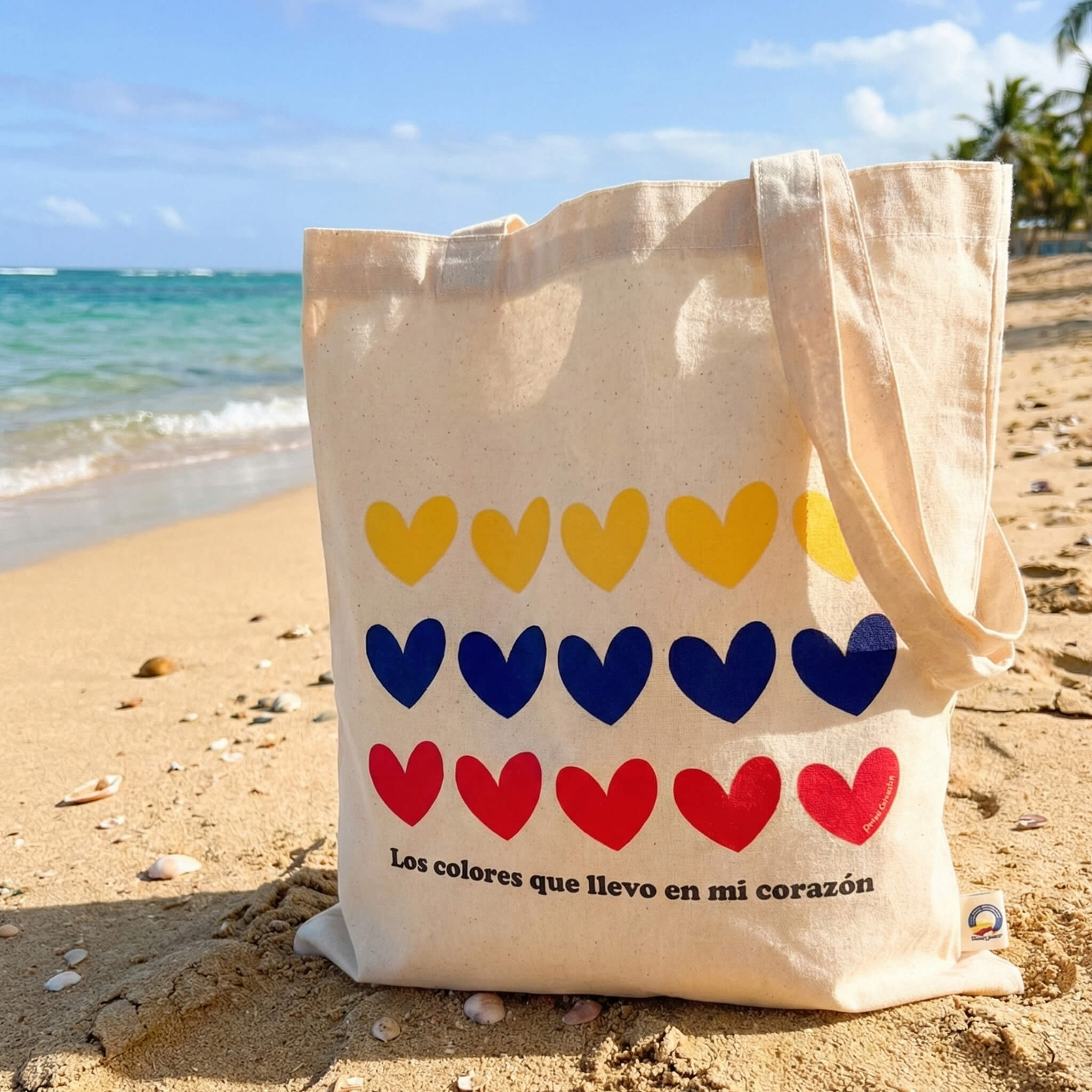 Tote Bag Colombia Corazones Tricolor