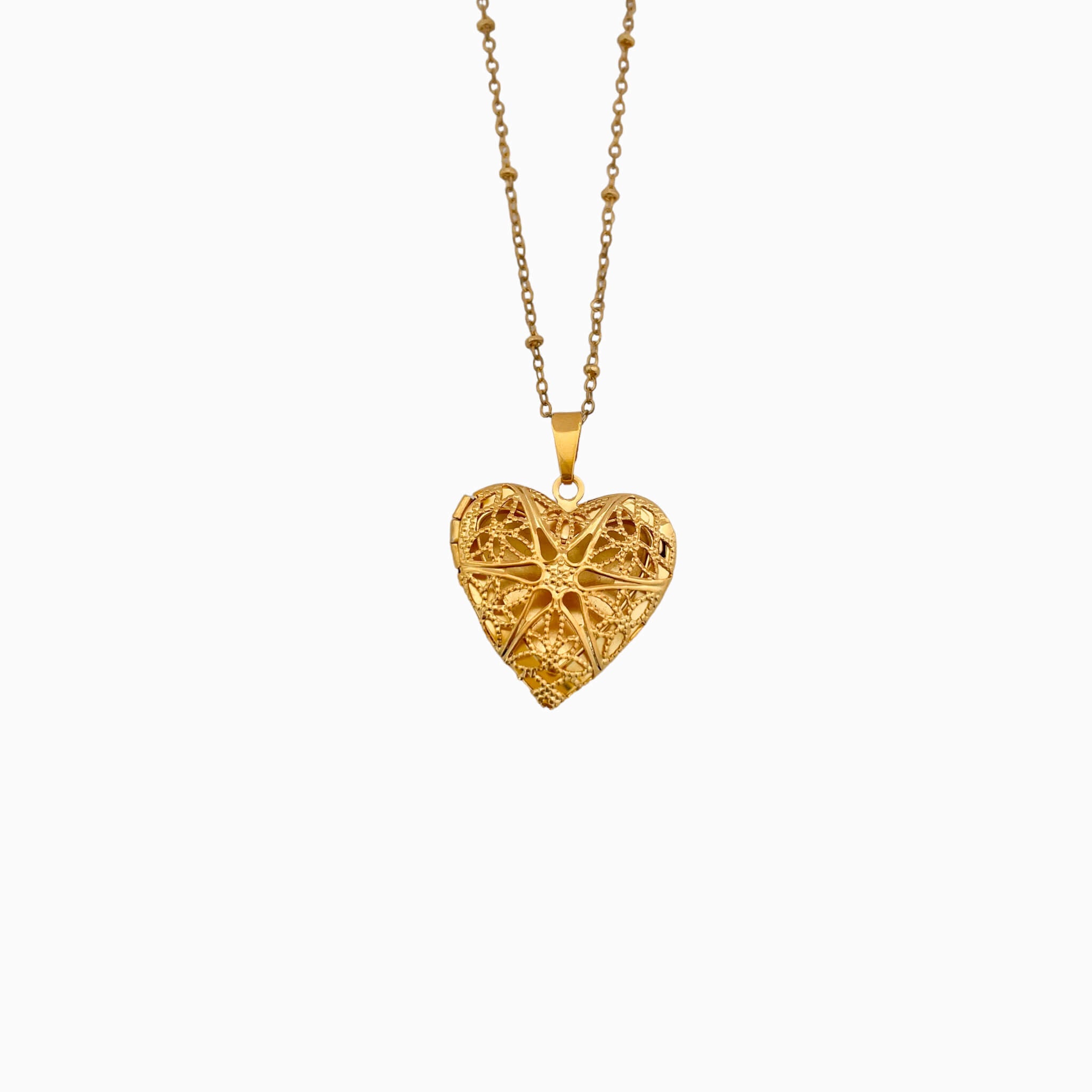Cadena Larga Relicario Corazón Filigrana Con Significado
