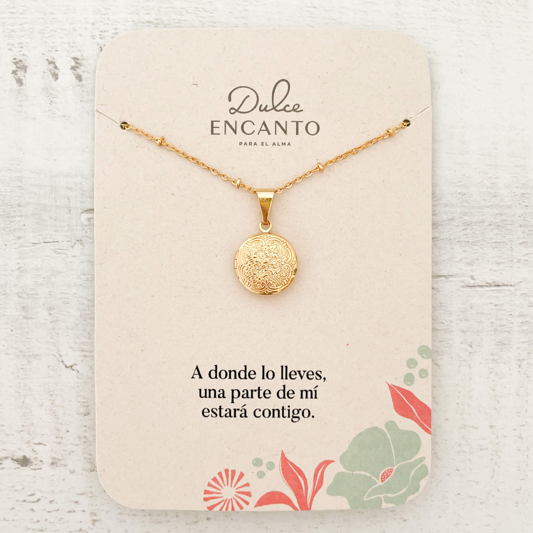 Cadena Relicario Redondo Mandala Mini Con Significado