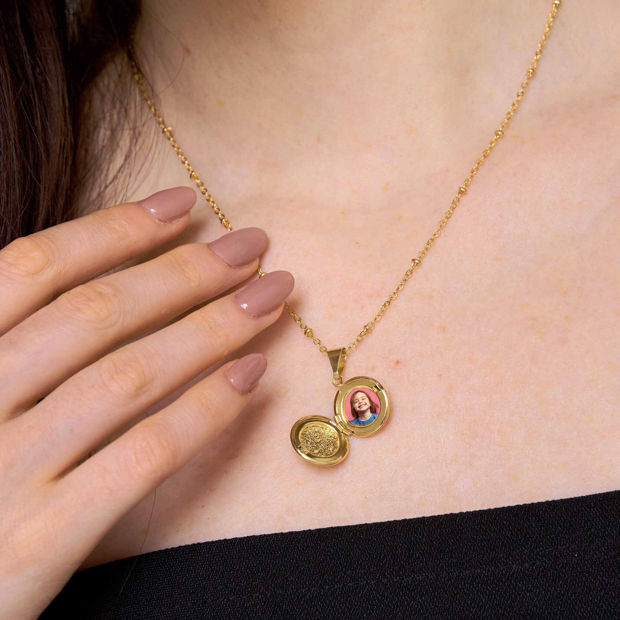 Cadena Relicario Redondo Mandala Mini Con Significado