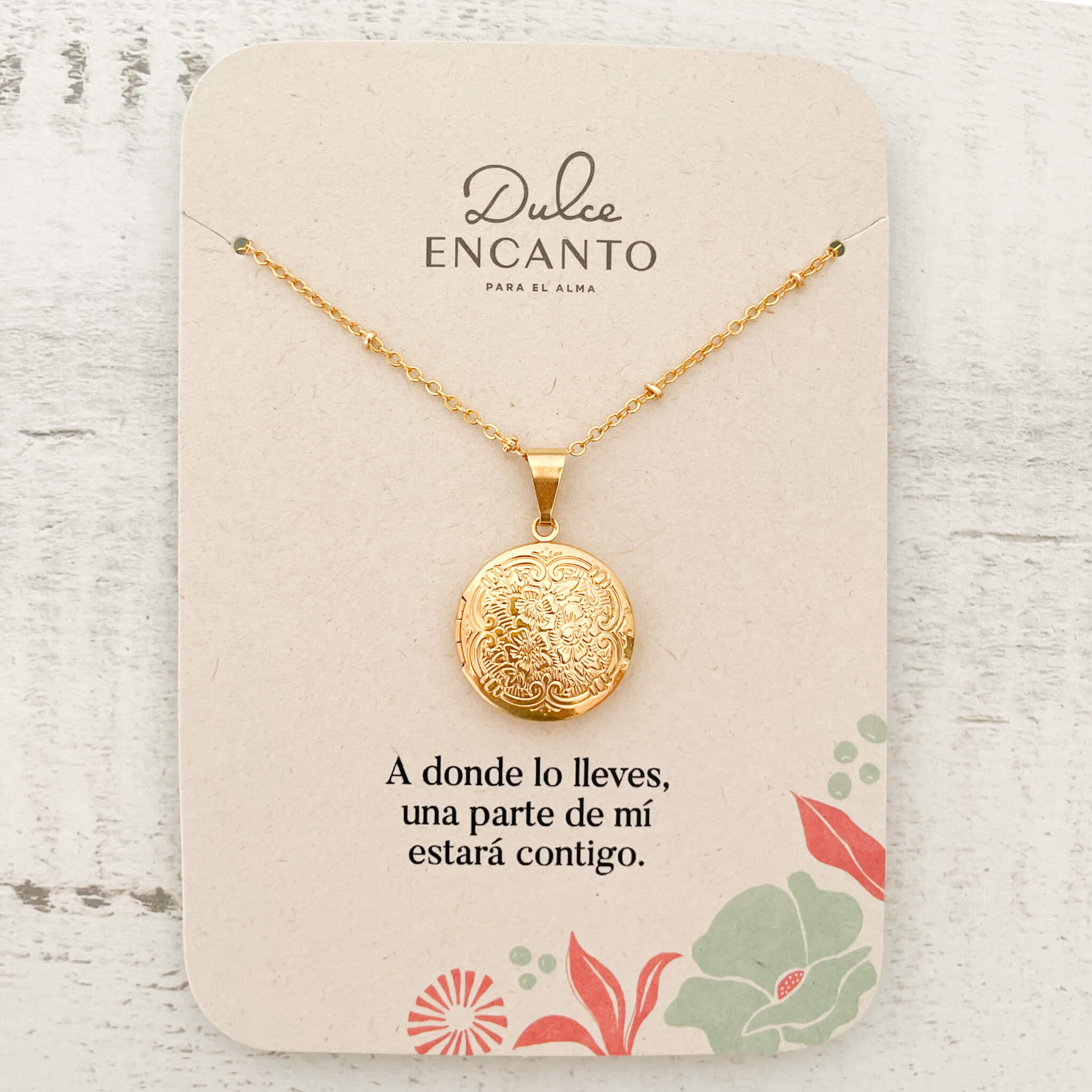 Cadena Relicario Redondo Mandala Pequeño Con Significado
