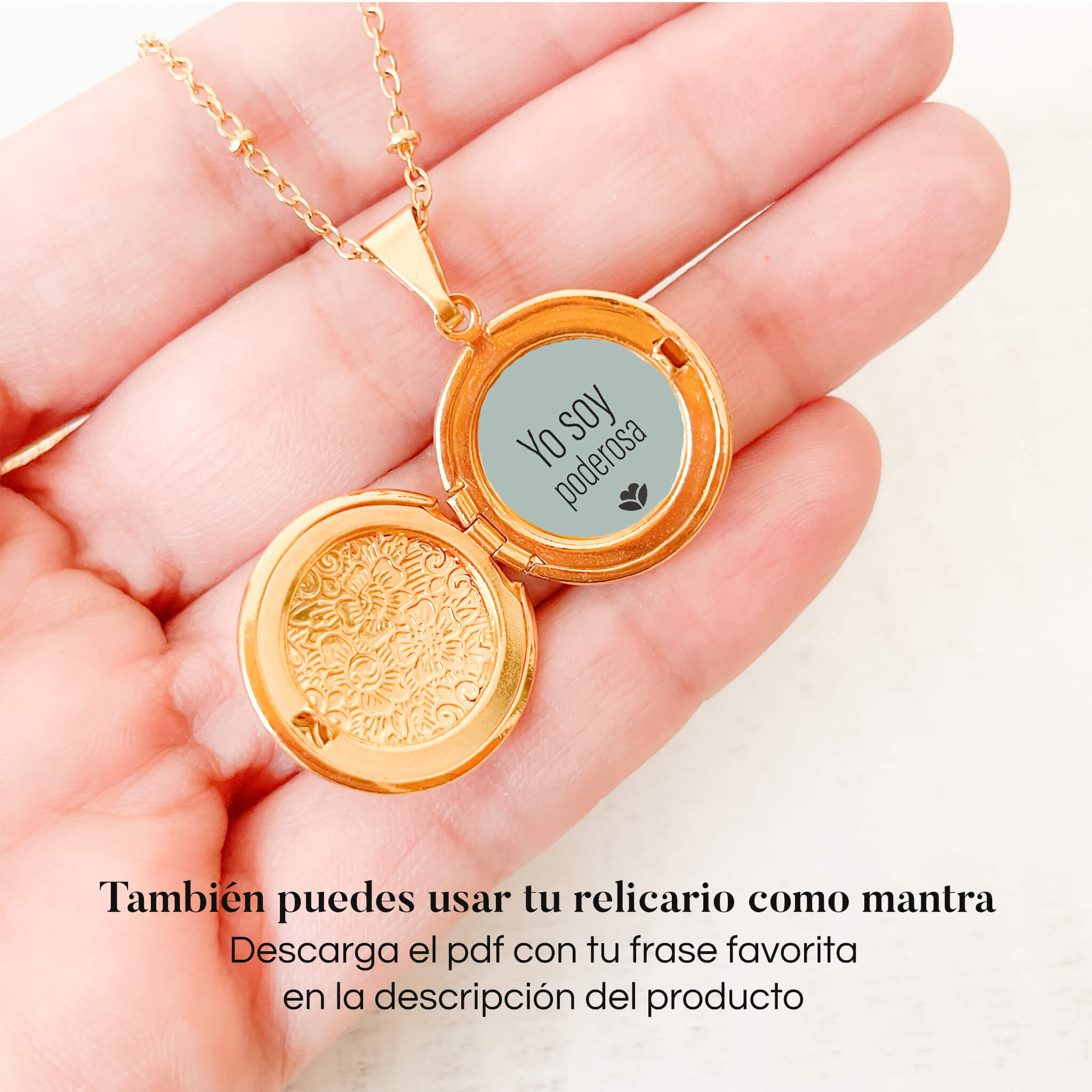 Cadena Relicario Redondo Mandala Pequeño Con Significado