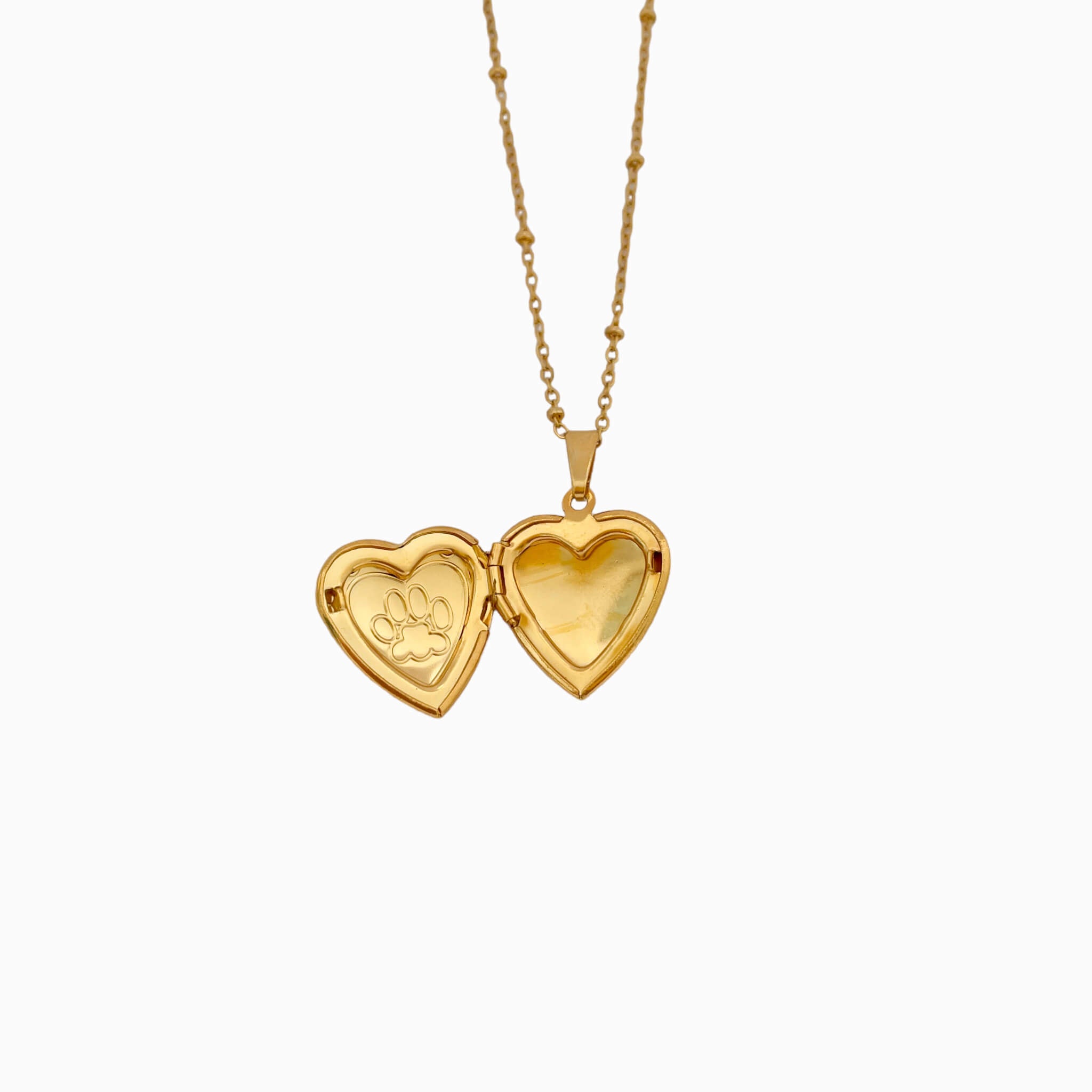 Cadena Larga Relicario Corazón Huella Mascota con Significado