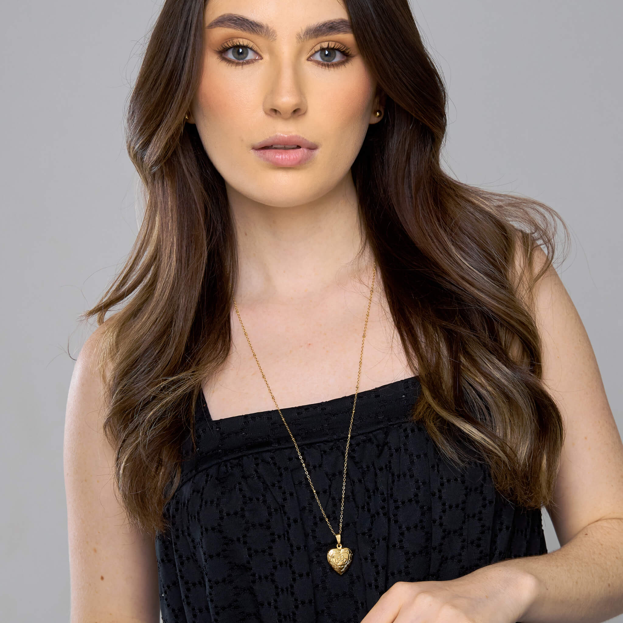 Cadena Larga Relicario Corazón Huella Mascota con Significado