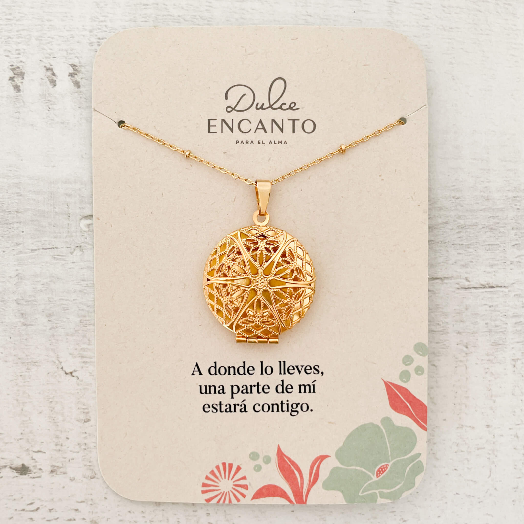 Cadena Larga Relicario Mandala Filigrana con Significado