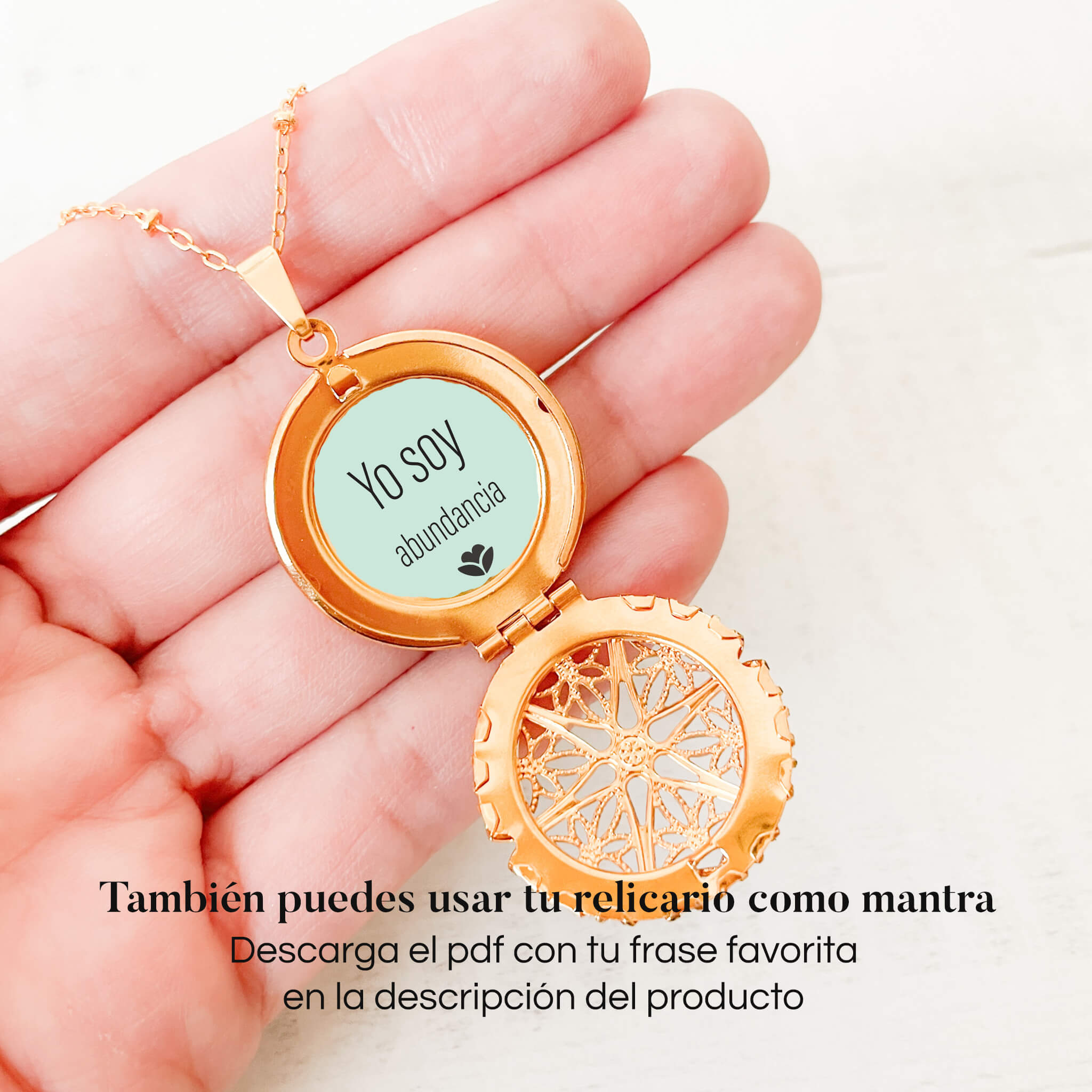 Cadena Larga Relicario Mandala Filigrana con Significado