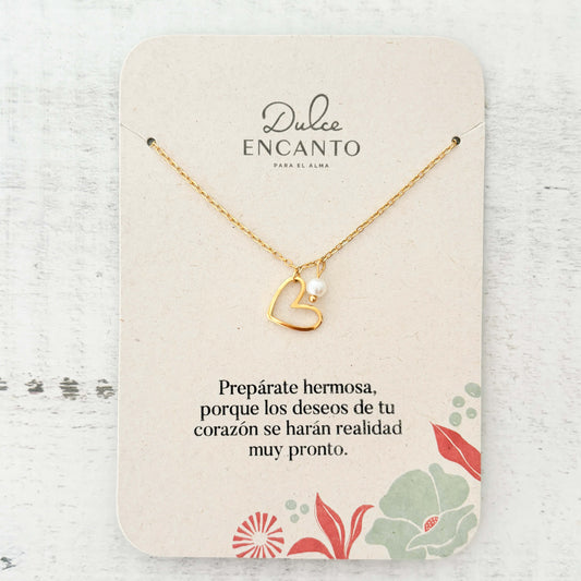 Cadena Corazón Silueta Perla Con Significado