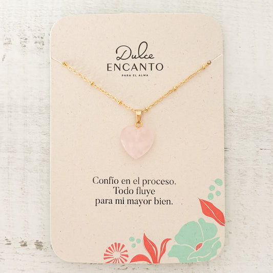 Cadena Cuarzo Rosado Corazón