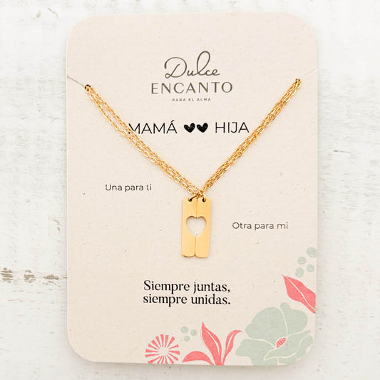 Cadenas X2 Corazón Unido Dorado para Compartir