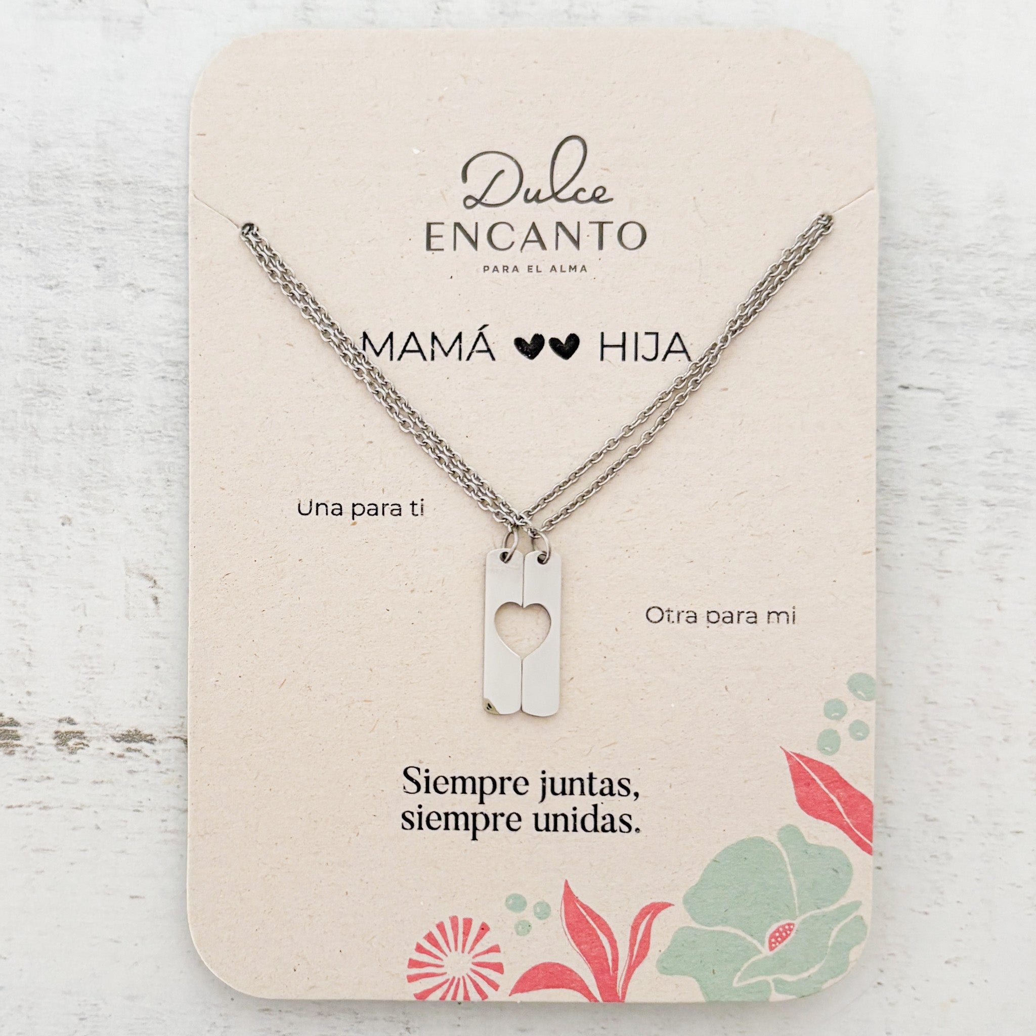 Cadenas X2 Corazón Unido Plateado Para Compartir