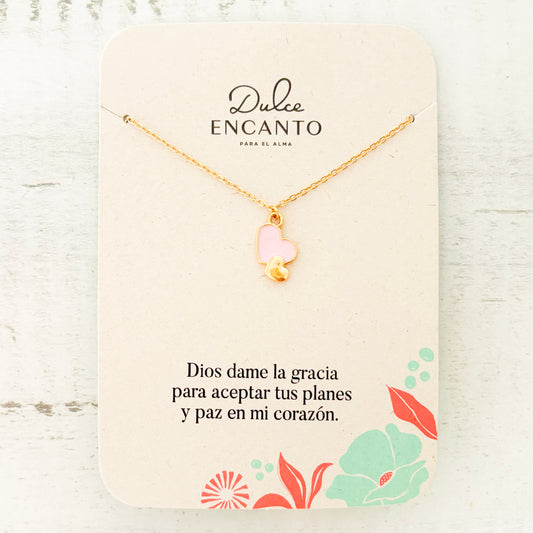 Cadena 2 Corazones Rosado-Dorado