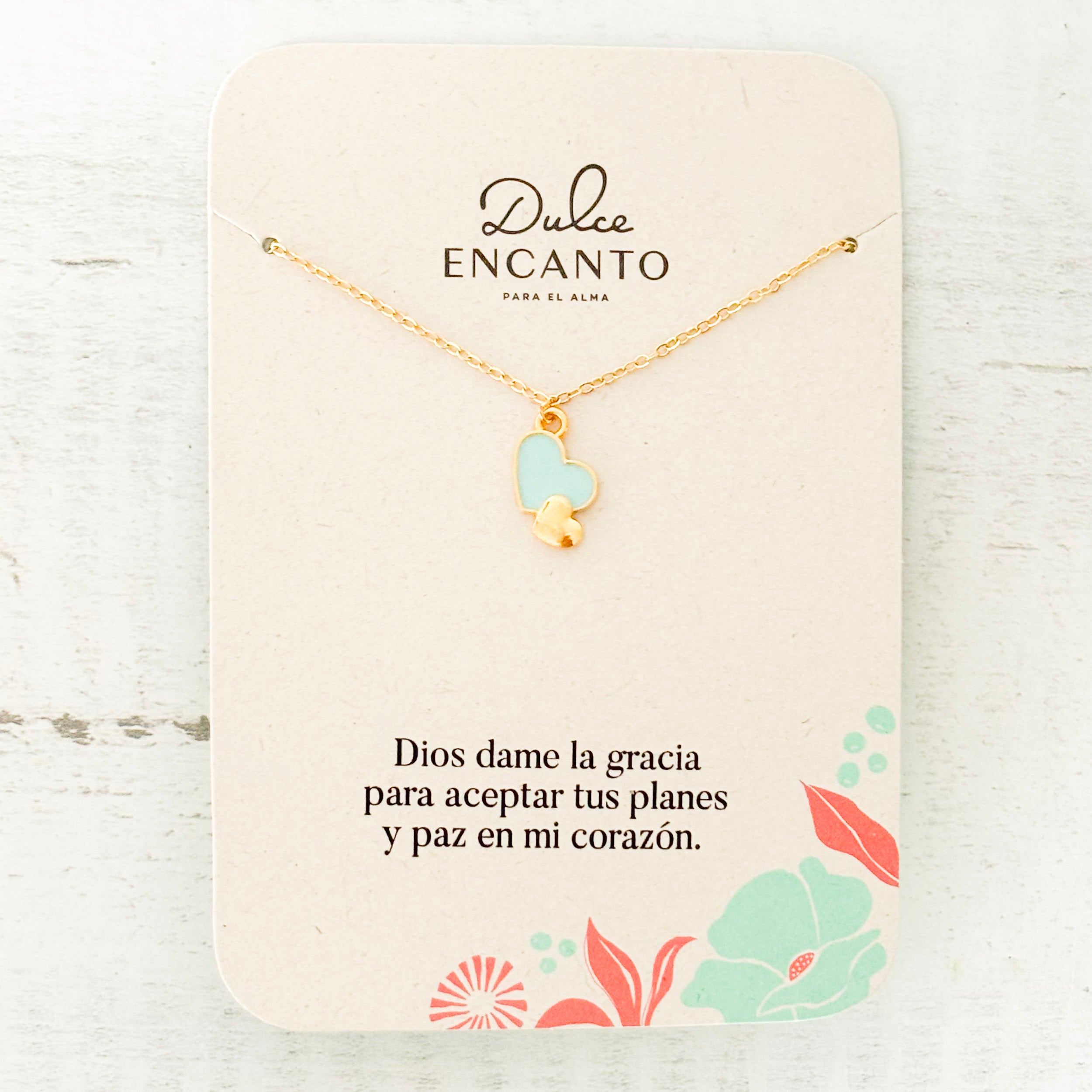 Cadena 2 Corazones Azul-Dorado