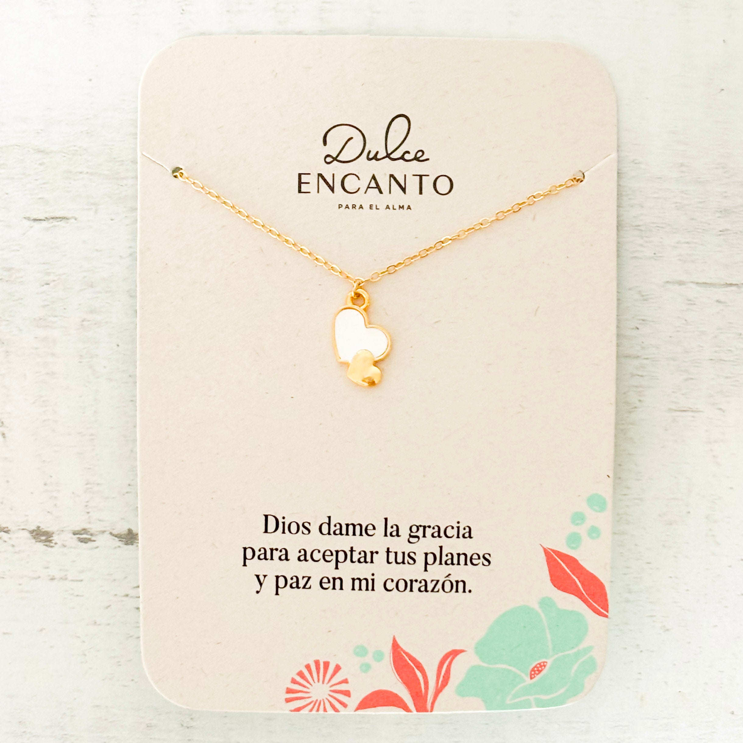 Cadena 2 Corazones Blanco-Dorado