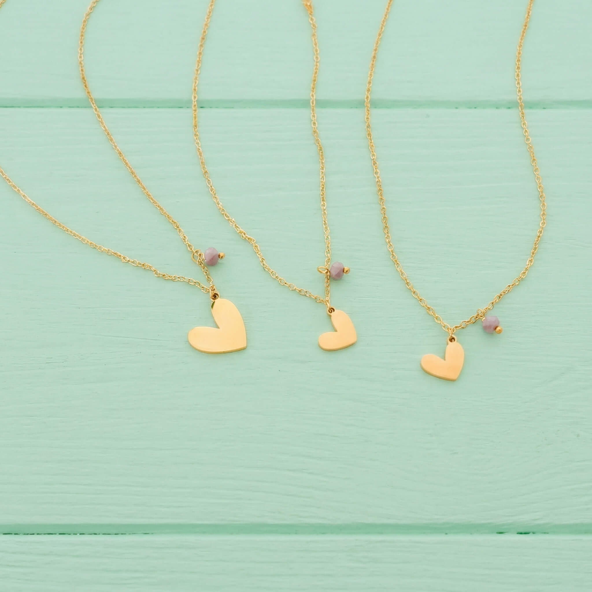 Cadenas Mamá e Hijas Corazones Murano Violeta x3 para Compartir