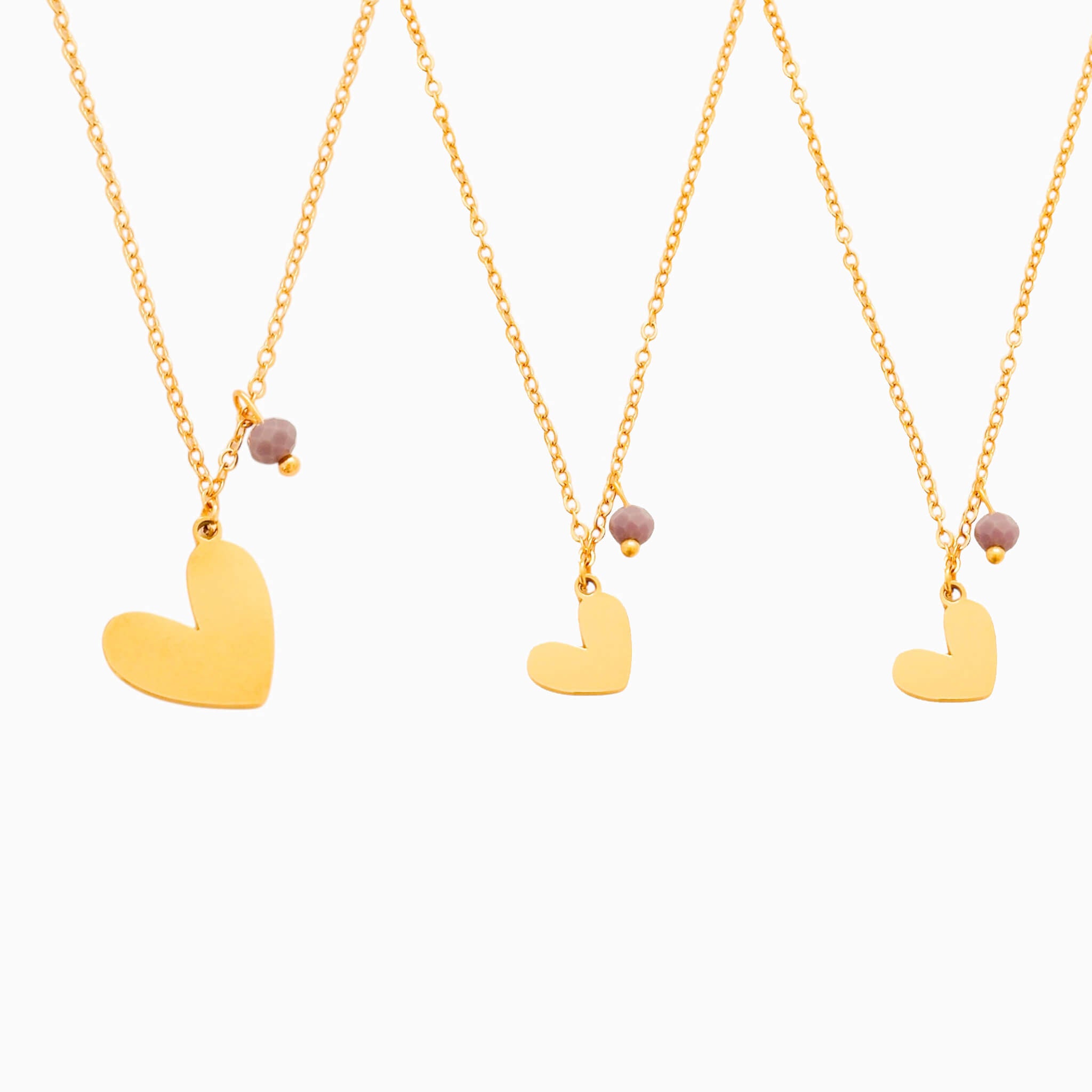 Cadenas Mamá e Hijas Corazones Murano Violeta x3 para Compartir
