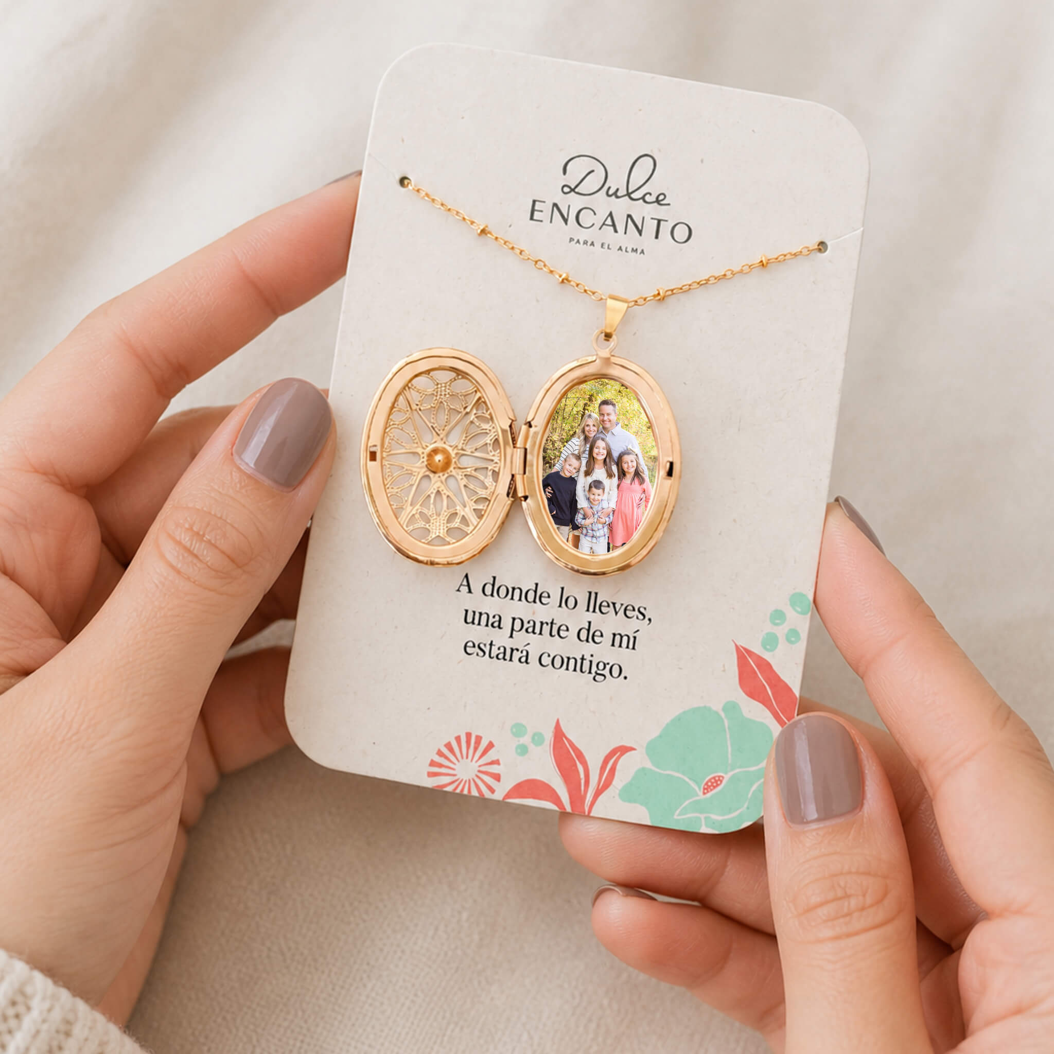 Cadena Larga Relicario Maxi Ovalado Mandala