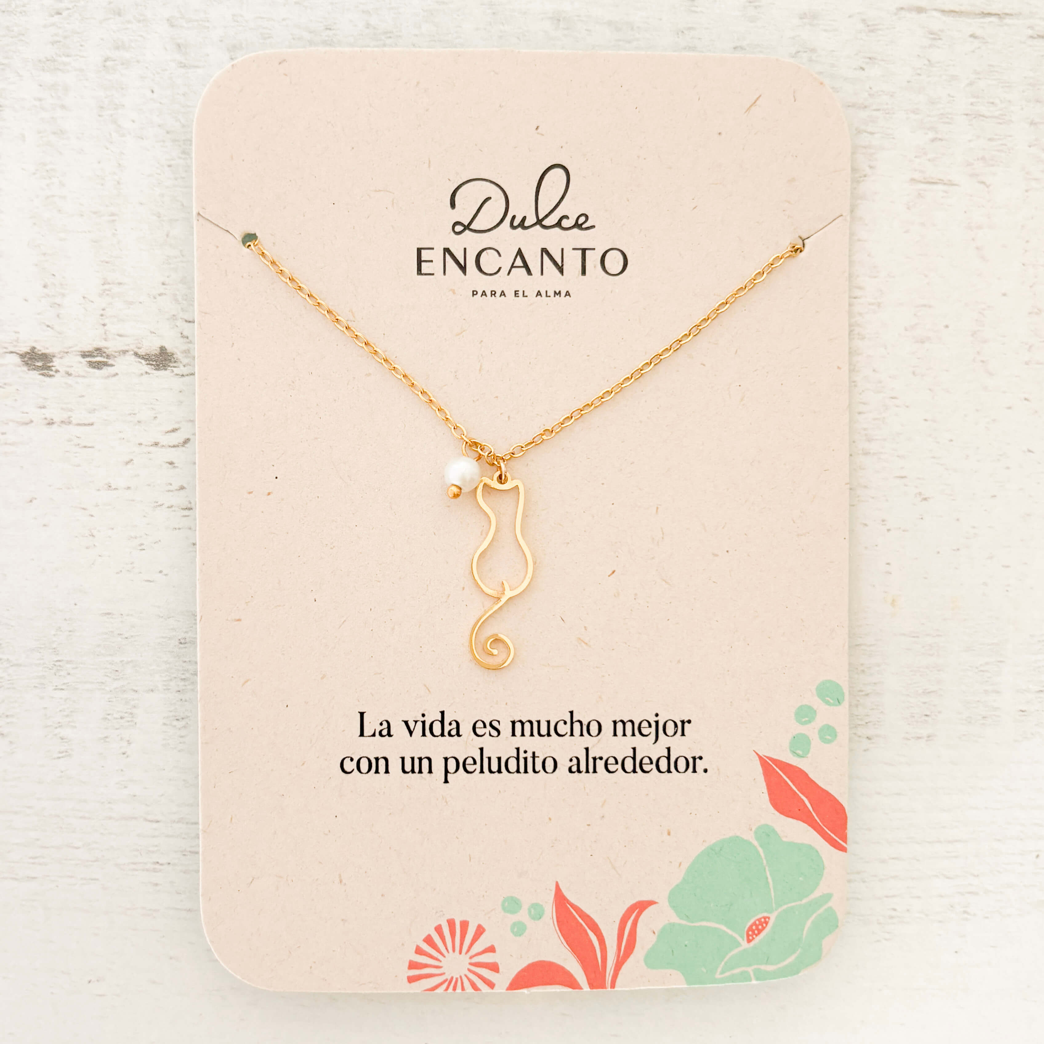 Cadena Gatico Con Perla