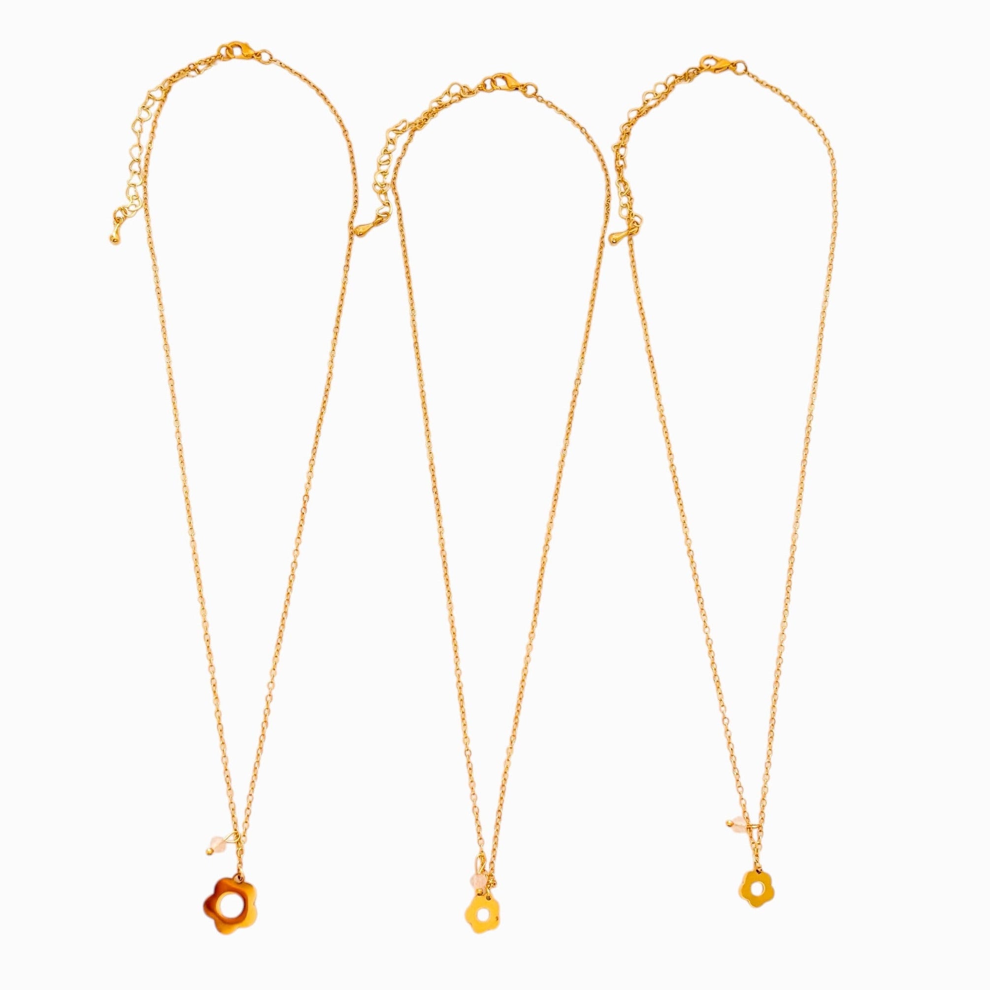 Cadenas Mamá e Hijas Flores Murano Rosado X3 Para Compartir