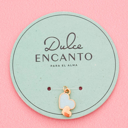 Dije Corazones Azul Grande Dorado Pequeño