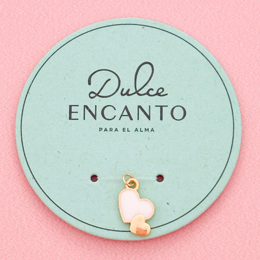 Dije Corazones Blanco Grande Dorado Pequeño