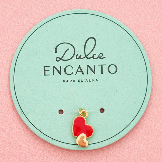 Dije Corazones Rojo Grande Dorado Pequeño