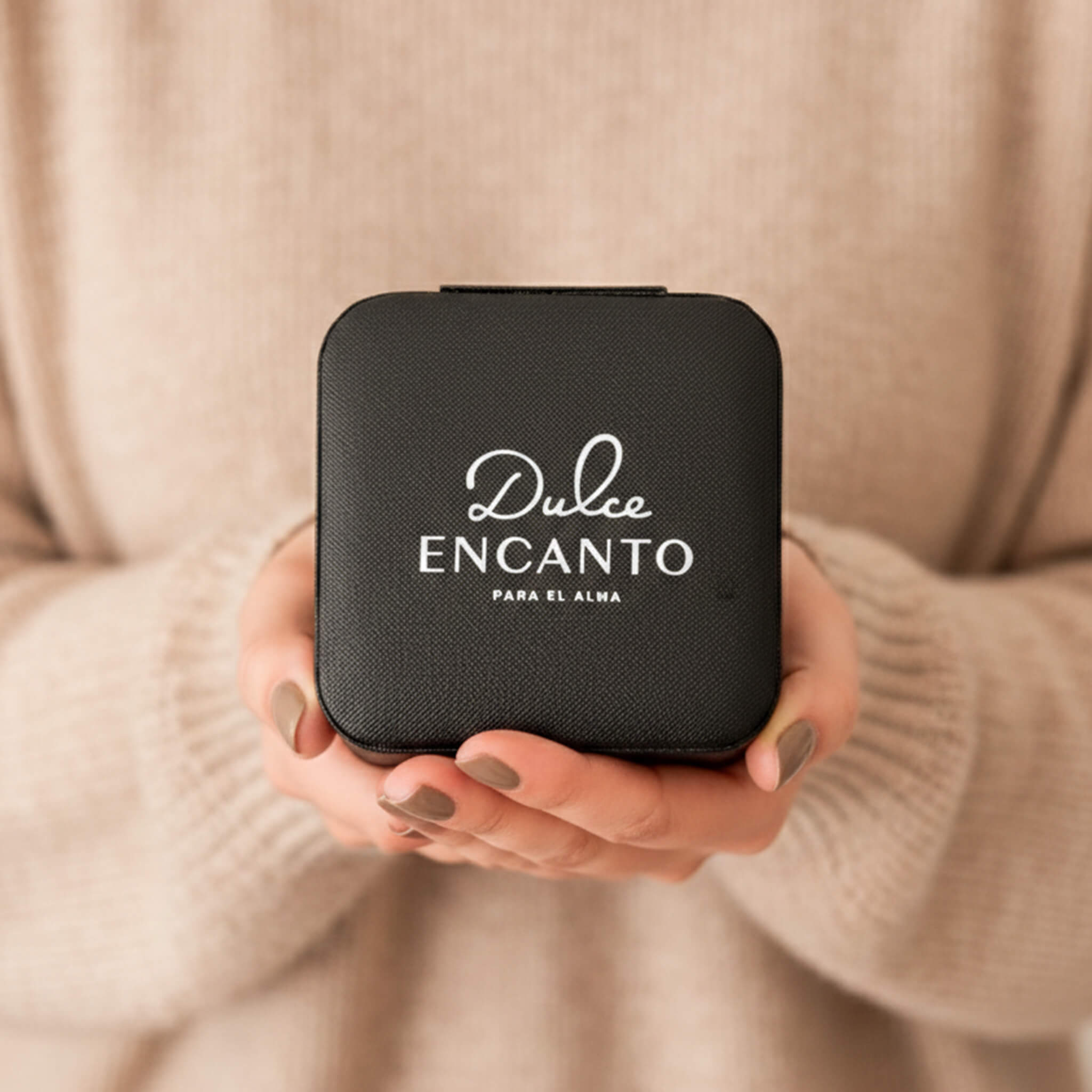Joyero Organizador De Viaje Mini Negro Cuadrado