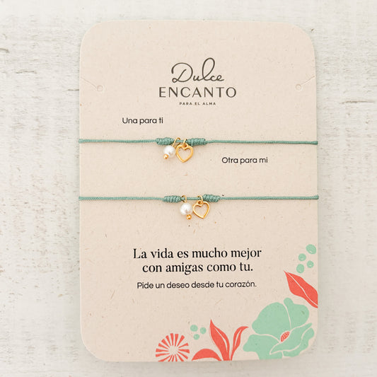 Pulseras Set De 2 Amigas Para Compartir Corazón