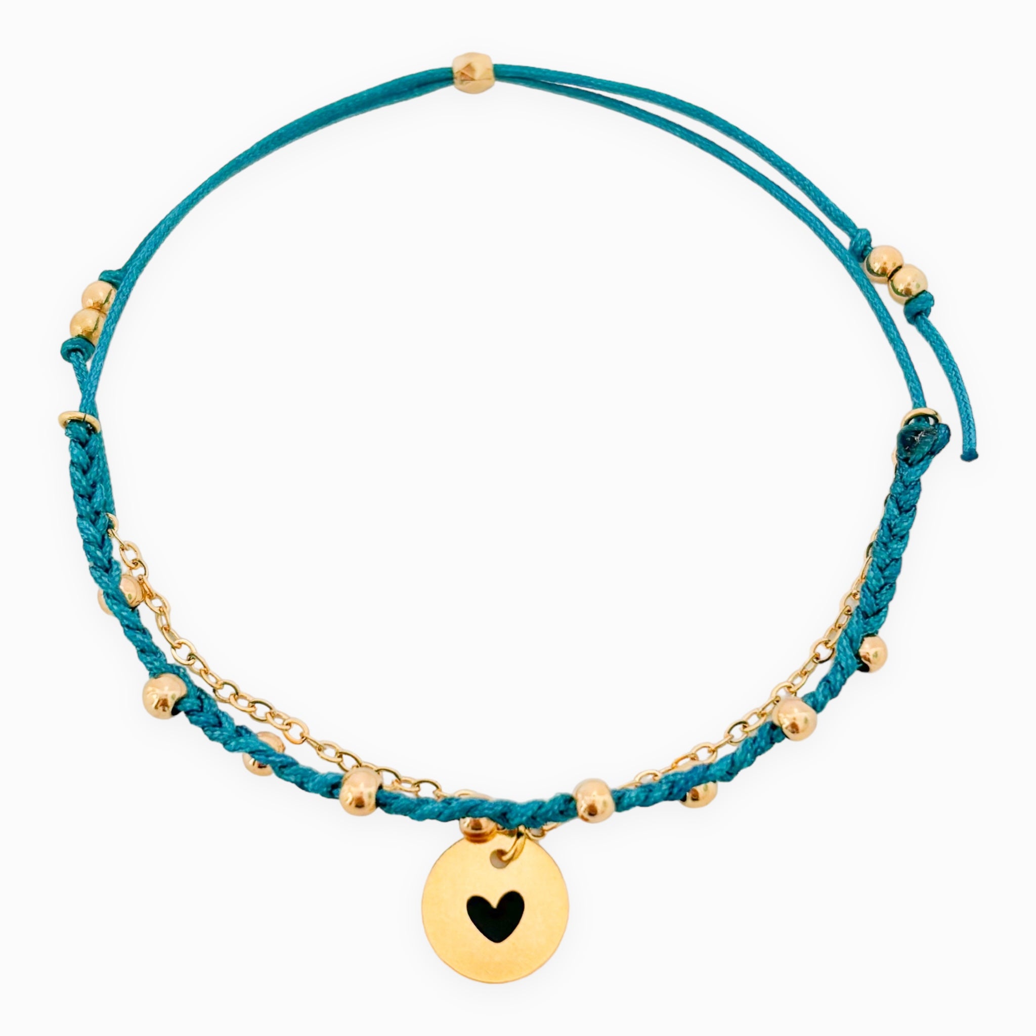 Pulsera Trenza Cadena Corazón Hilo Turquesa Con Significado