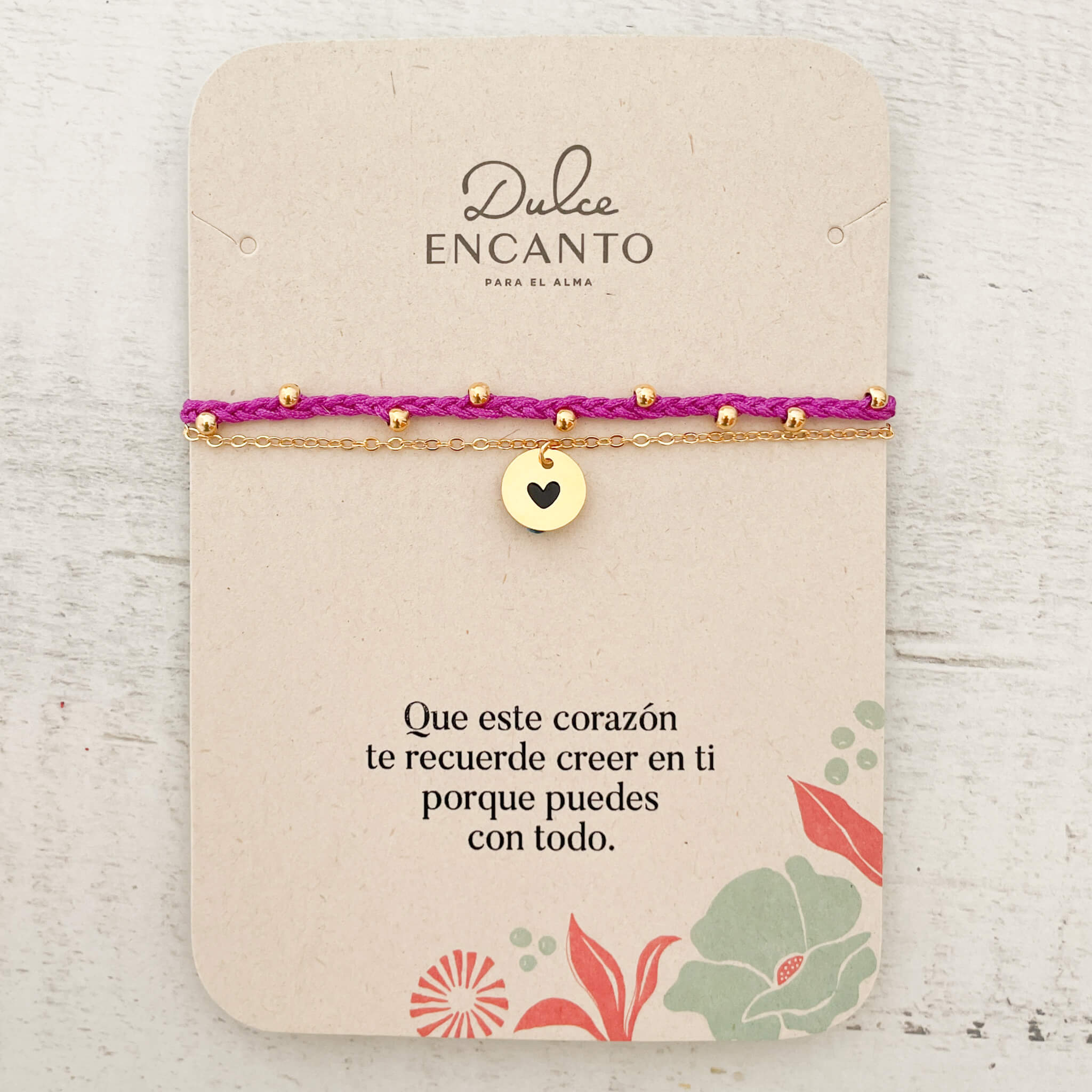Pulsera Trenza Cadena Corazón Hilo Violeta Con Significado