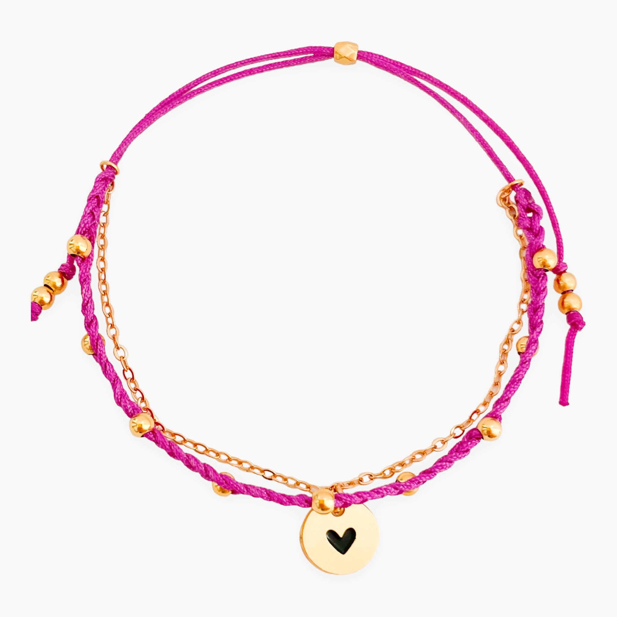 Pulsera Trenza Cadena Corazón Hilo Violeta Con Significado