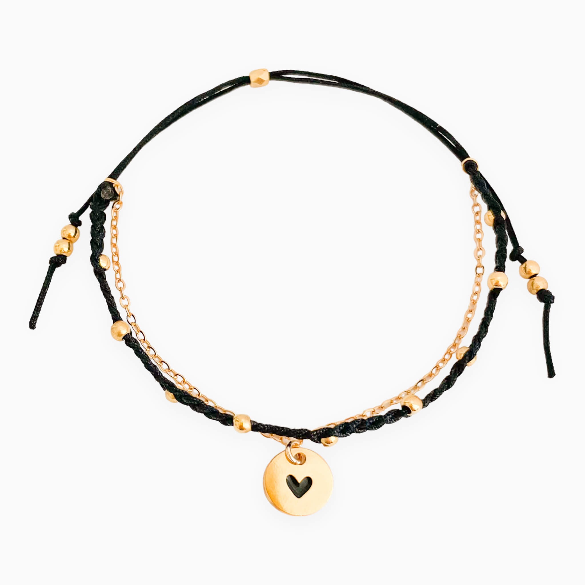 Pulsera Trenza Cadena Corazón Hilo Negro Con Significado