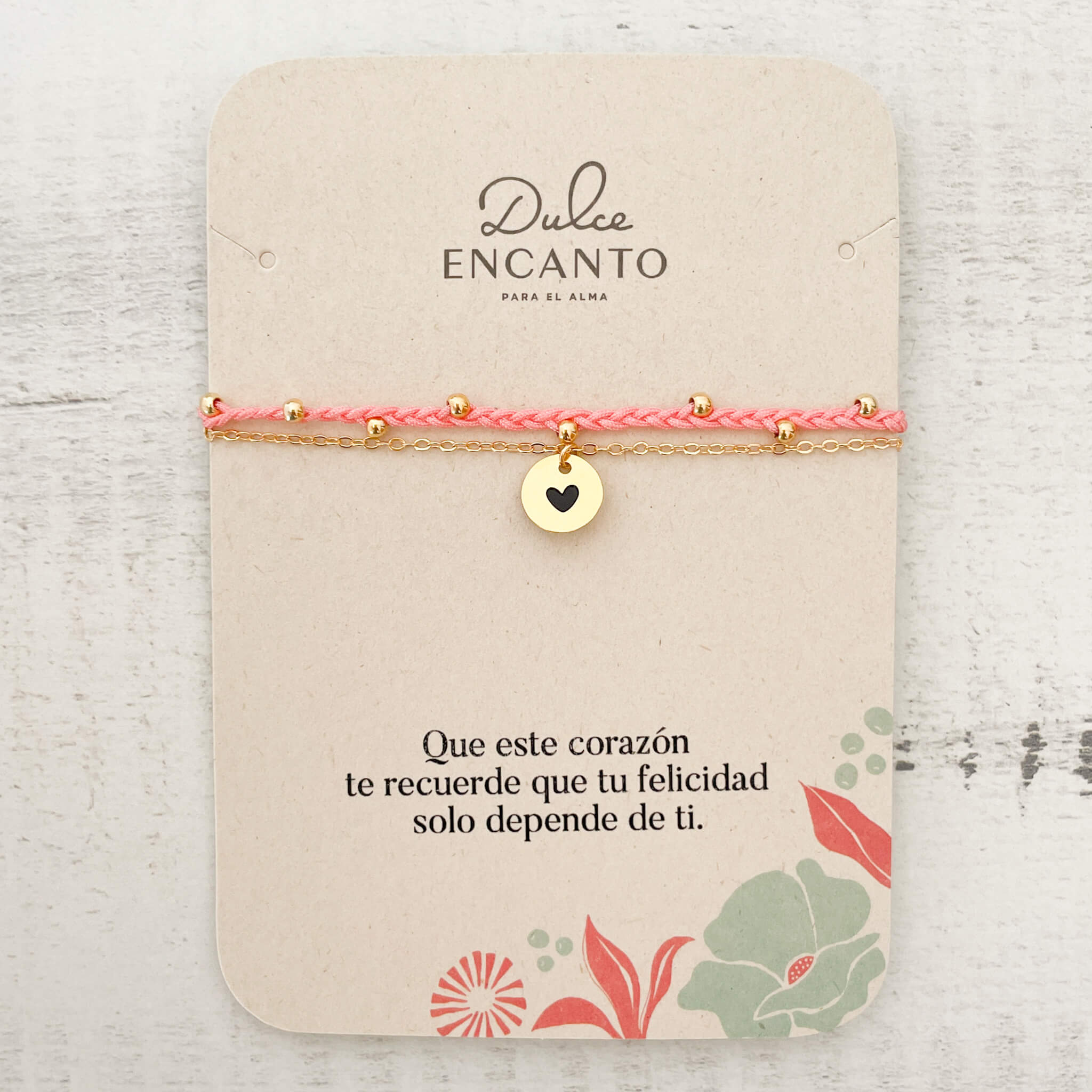 Pulsera Trenza Cadena Corazón Hilo Rosado Con Significado