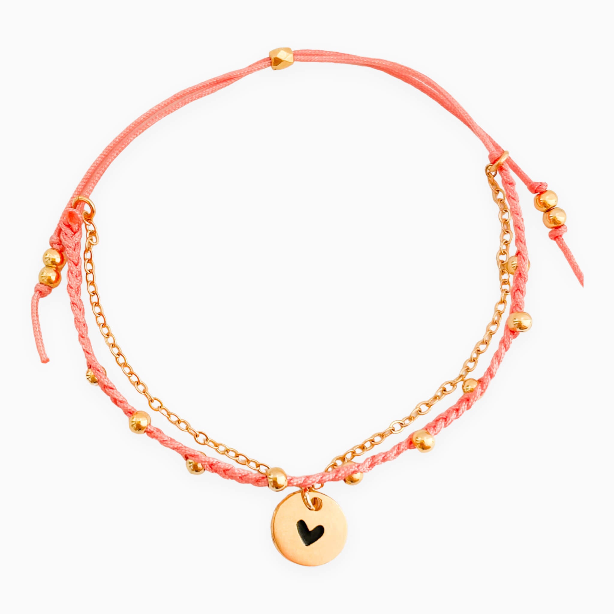 Pulsera Trenza Cadena Corazón Hilo Rosado Con Significado