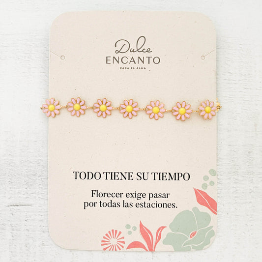 Pulsera Margaritas Rosadas Con Significado
