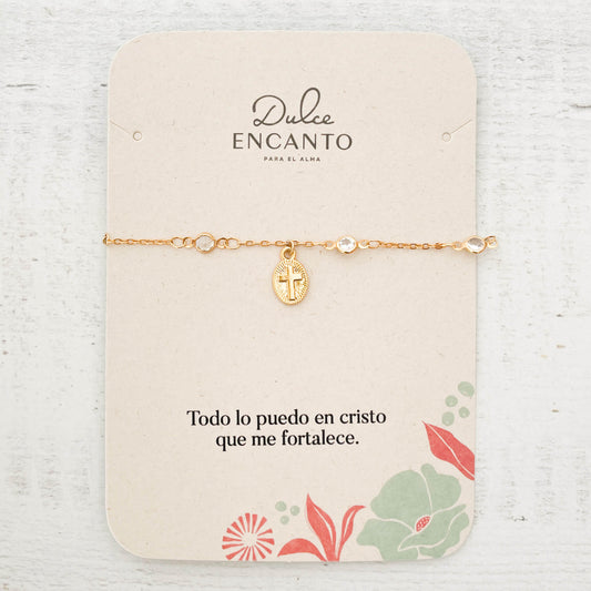 Pulsera Cruz Zircón Broche Con Significado