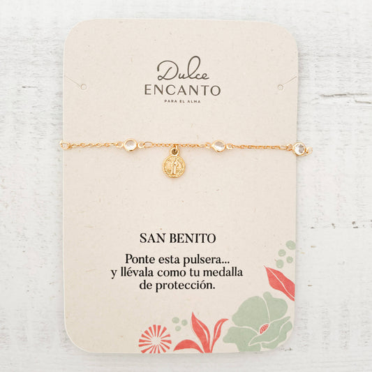 Pulsera San Benito Zircón Broche Con Significado