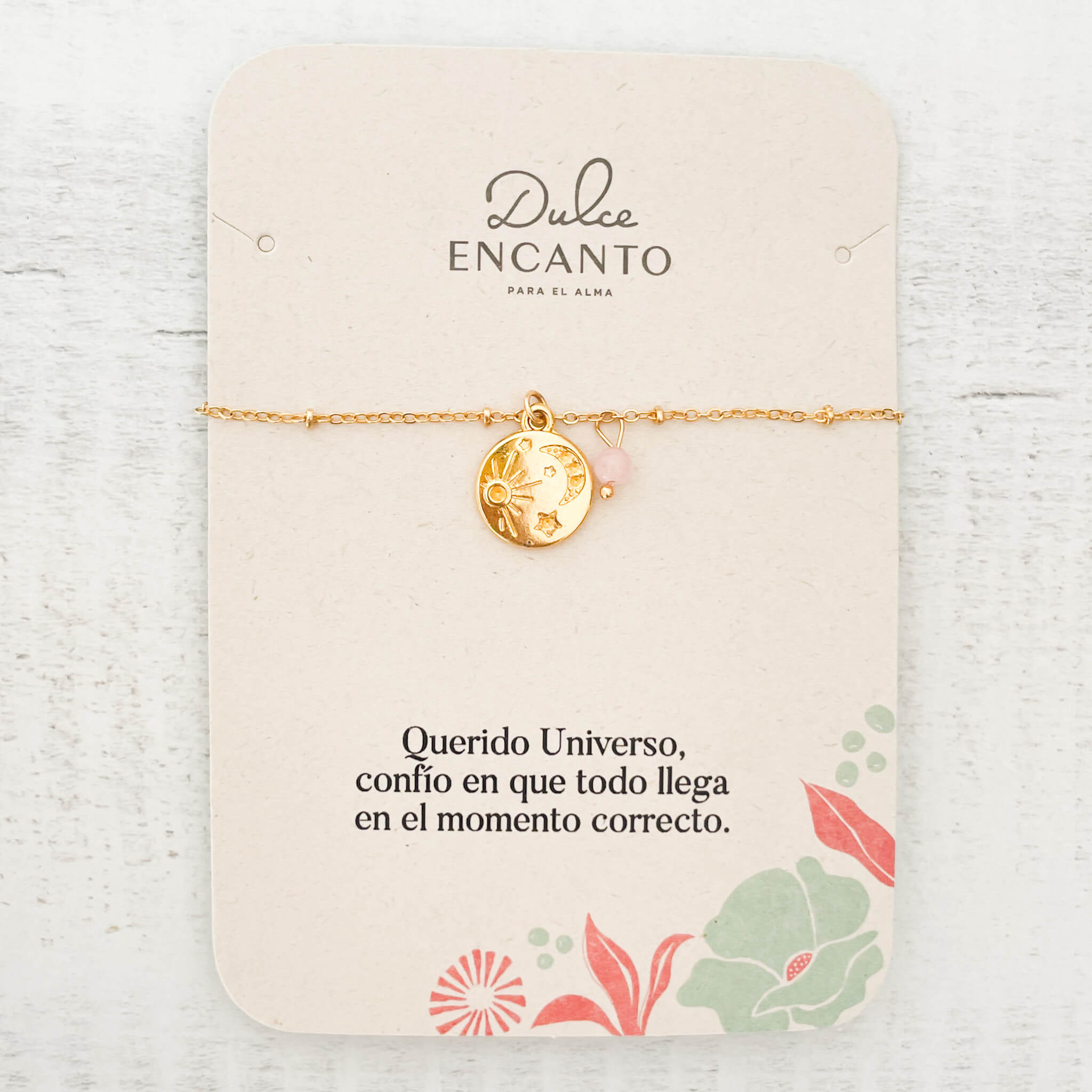 Pulsera Universo Cuarzo Rosado Broche Con Significado
