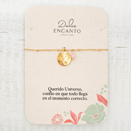 Pulsera Universo Cuarzo Rosado Broche Con Significado