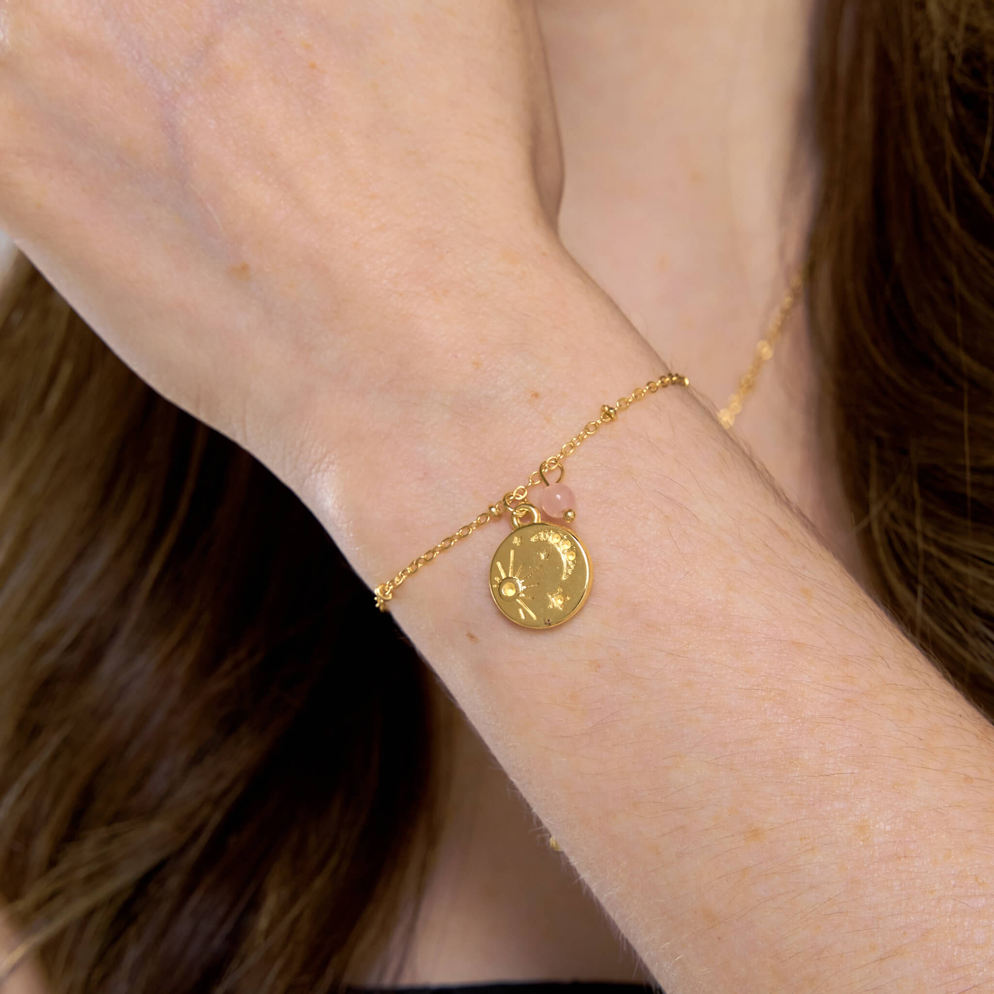 Pulsera Universo Cuarzo Rosado Broche Con Significado