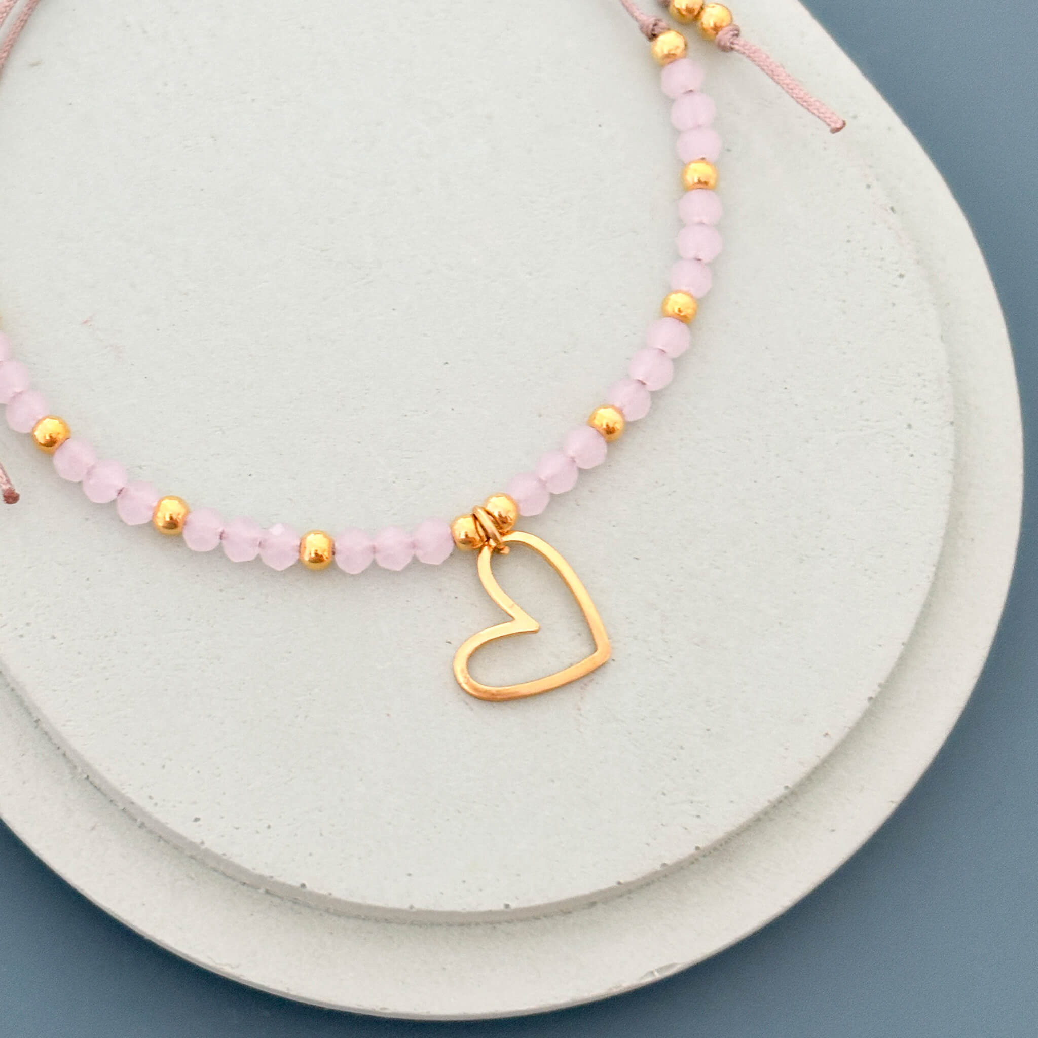 Pulsera Corazón Murano Rosados Ajustable Con Significado