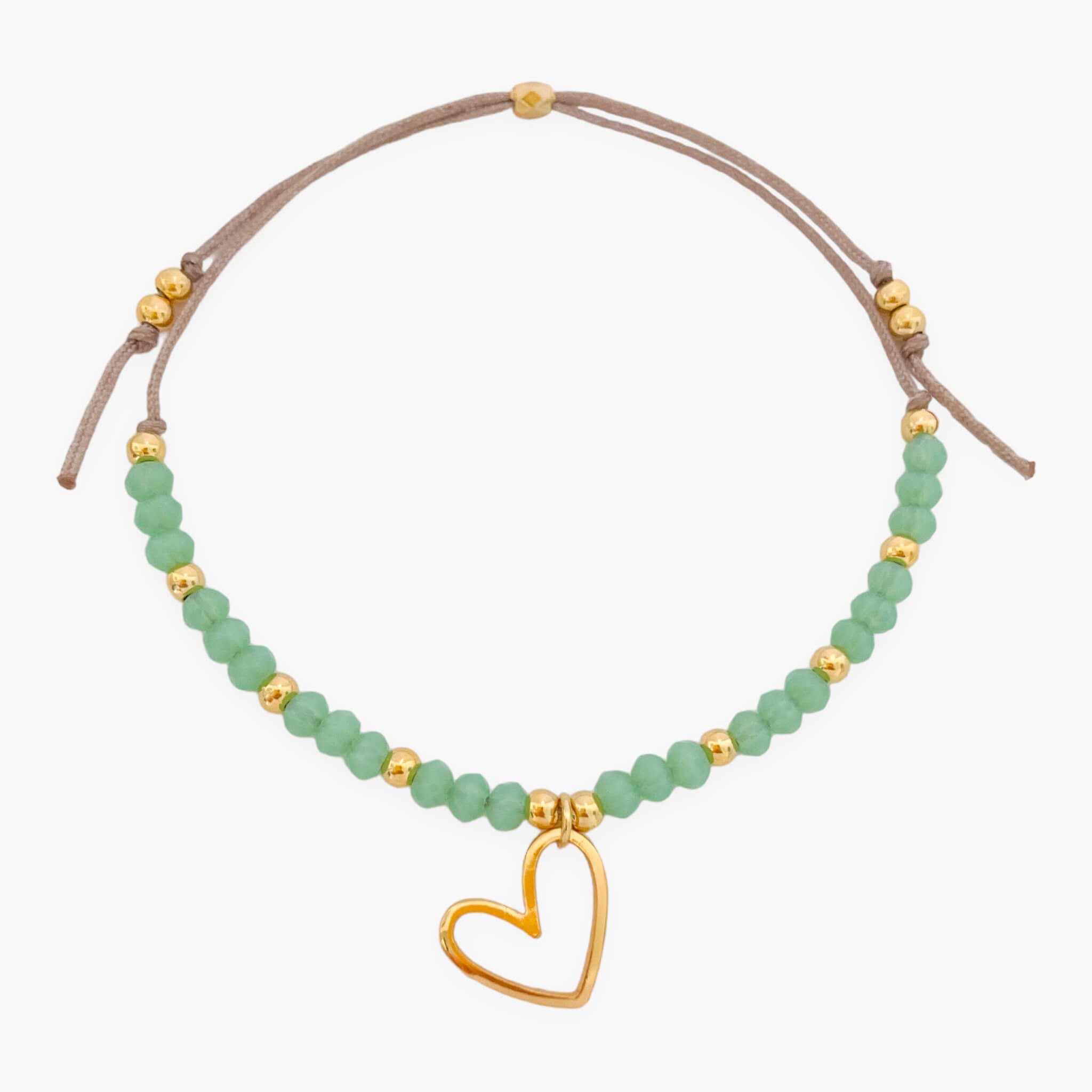 Pulsera Corazón Murano Verde Menta Ajustable Con Significado