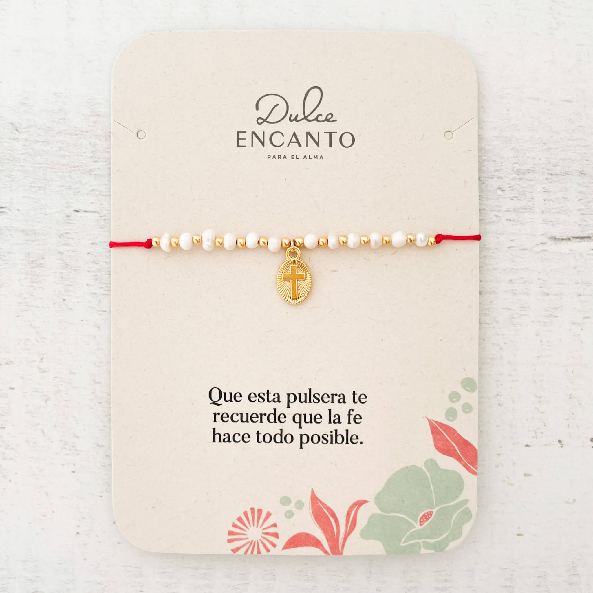 Pulsera Cruz Perlas De Agua Dulce Ajustable Con Significado