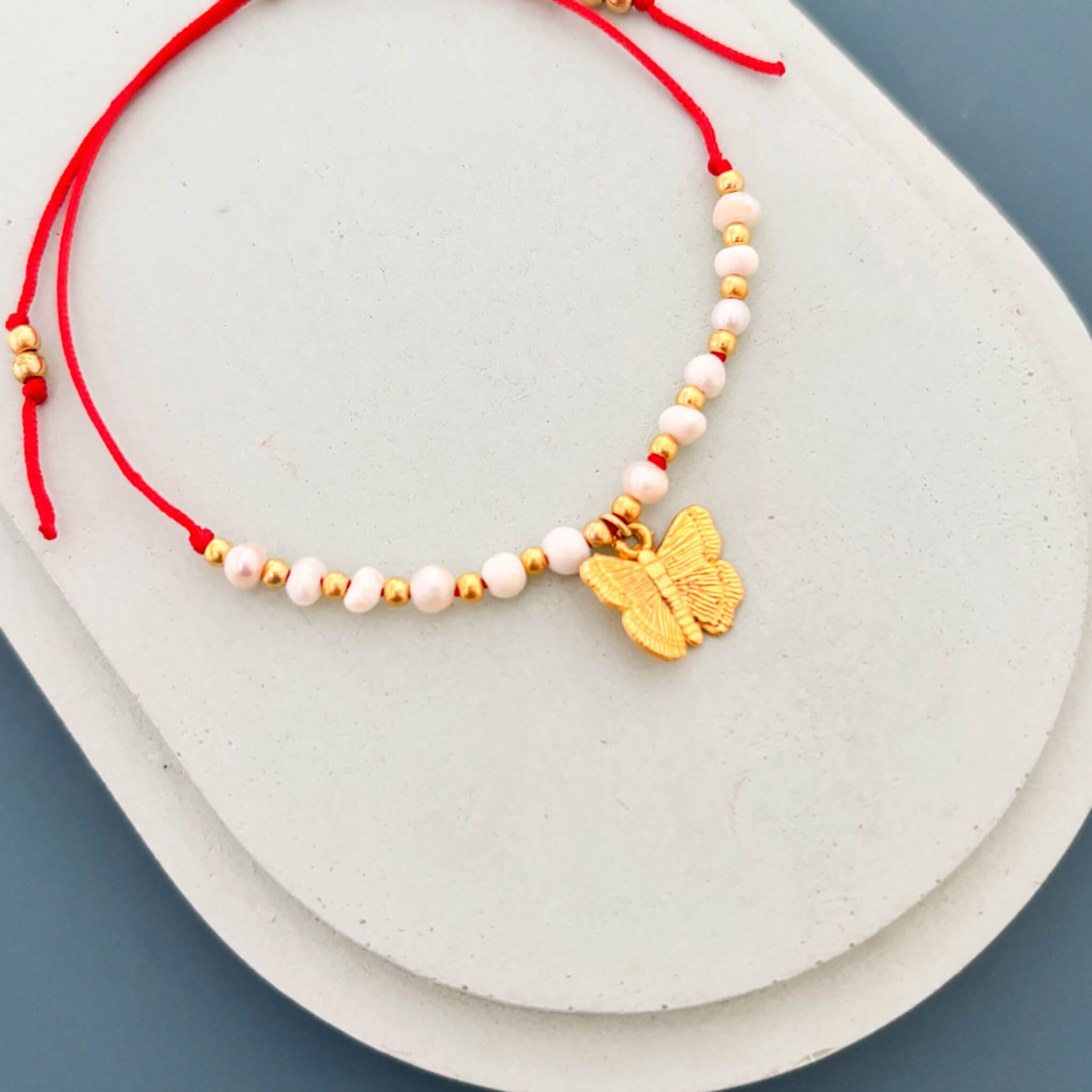 Pulsera Mariposa Perlas De Agua Dulce Ajustable Con Significado