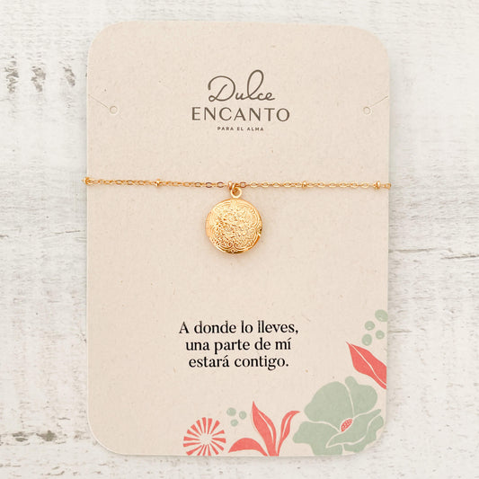 Pulsera Relicario Redondo Mandala Mini Con Significado