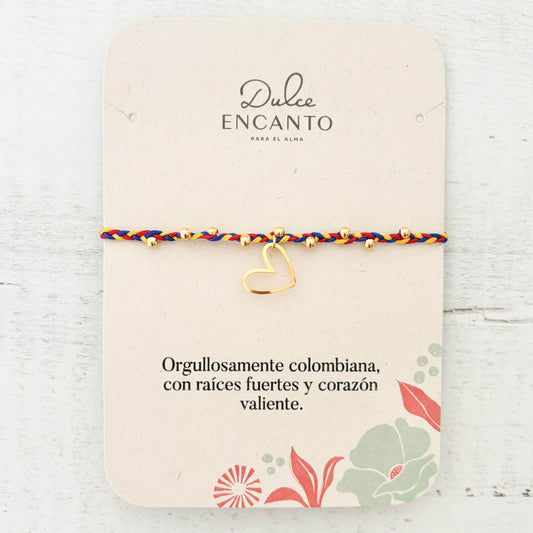 Pulsera Colombia Corazón Trenza Balines