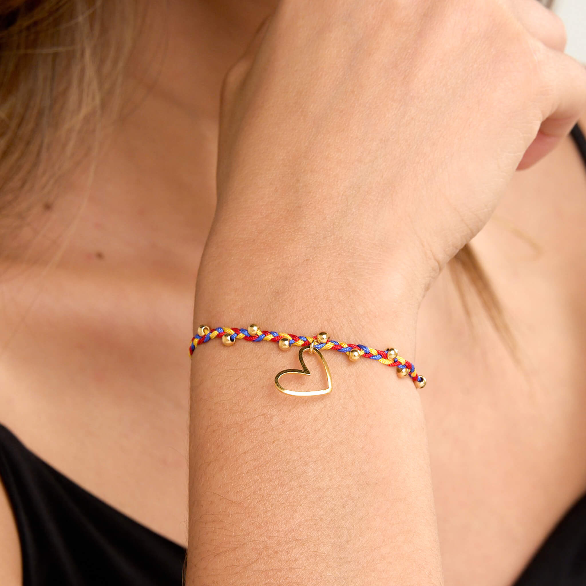 Pulsera Colombia Corazón Trenza Balines