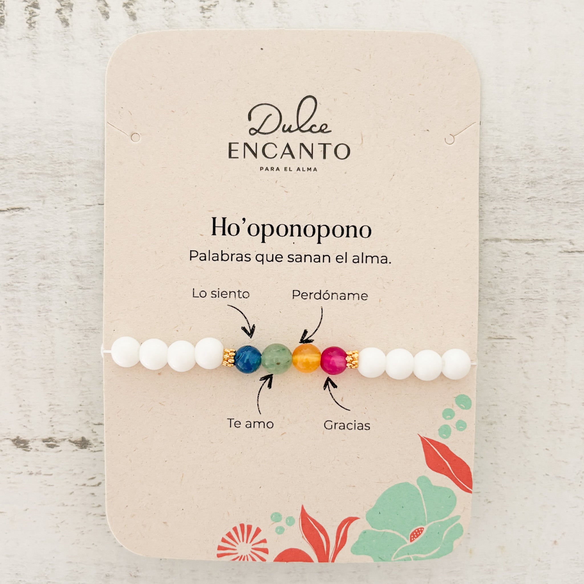 Pulsera Ho'oponopono Piedras Elástica Con Significado