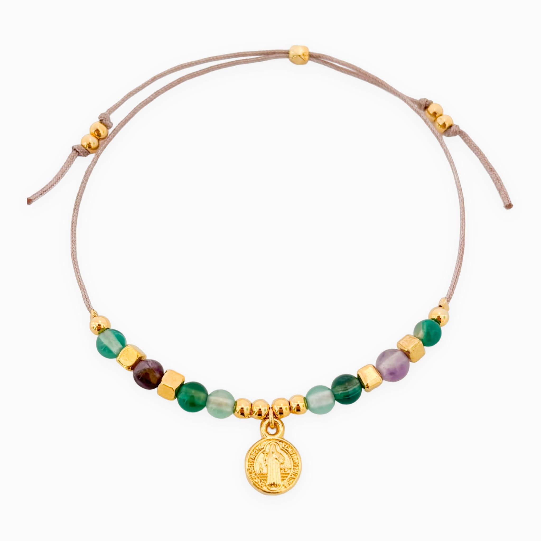 Pulsera San Benito Piedras Hilo Gris Con Significado
