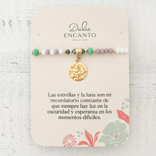 Pulsera Estrella y Luna Muranos Violetas Con Significado