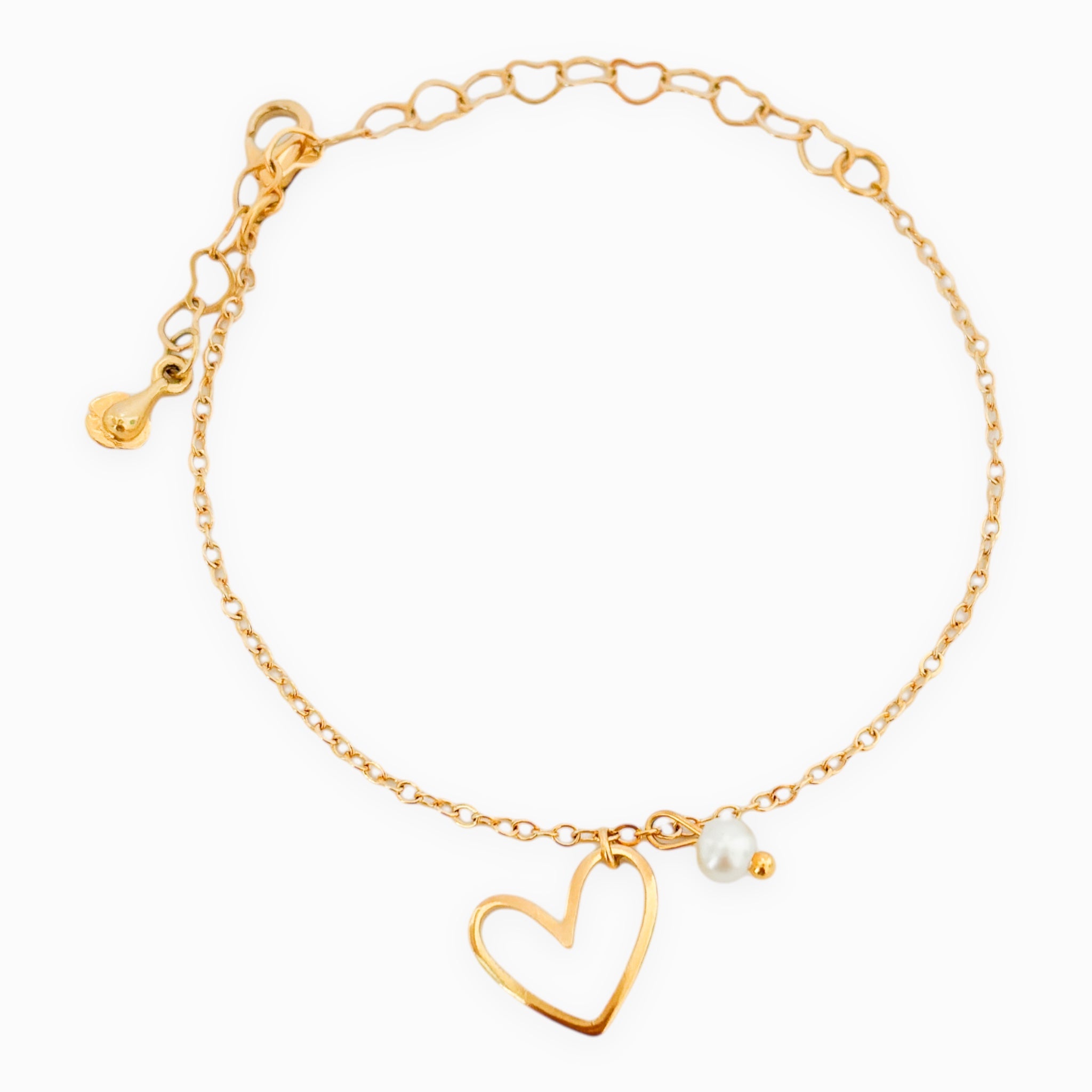 Pulsera Corazón Silueta Perla Broche Con Significado